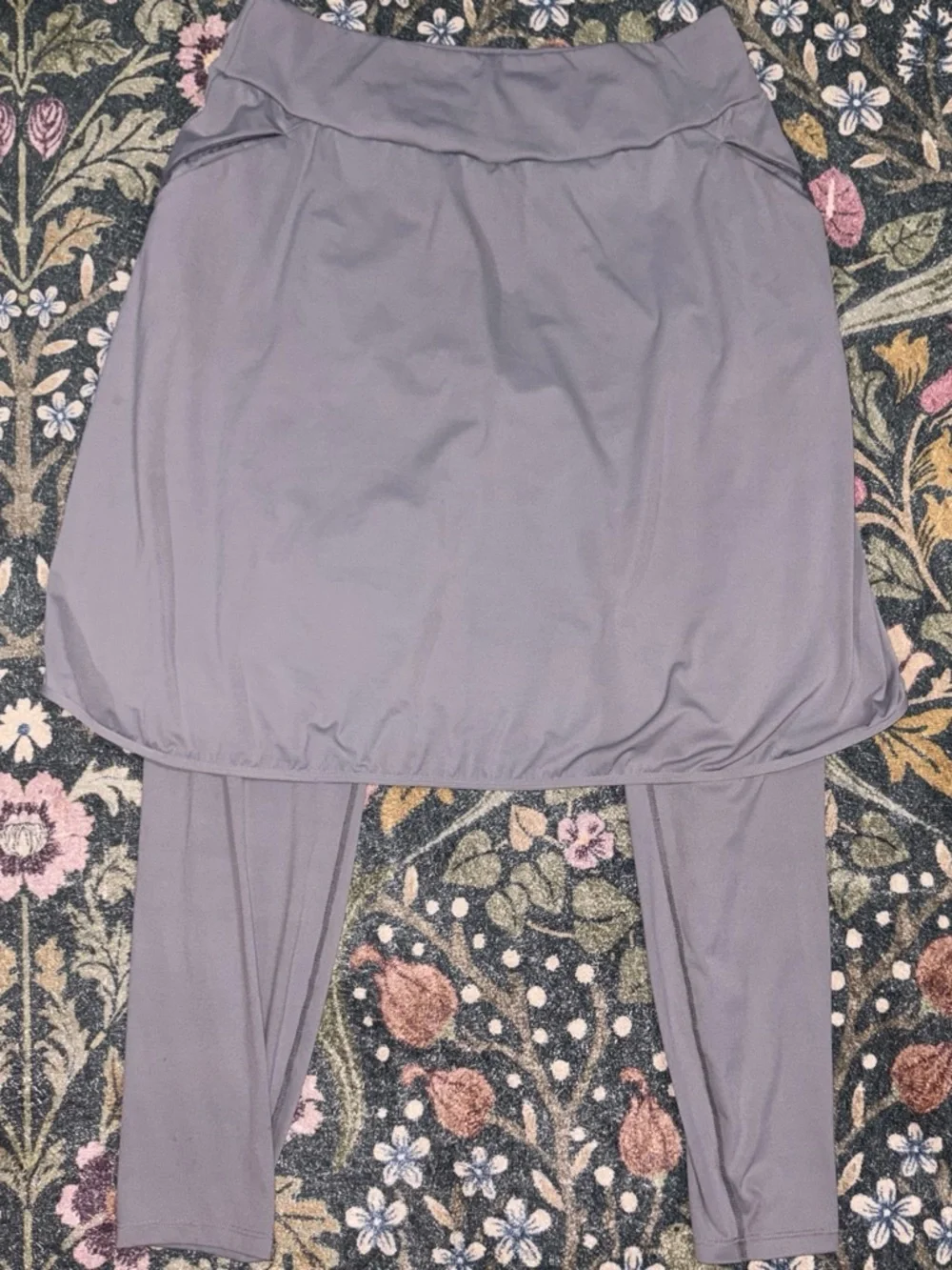 Women's Lavender-Gray Skirted Leggings - Pull-On Active Skirt